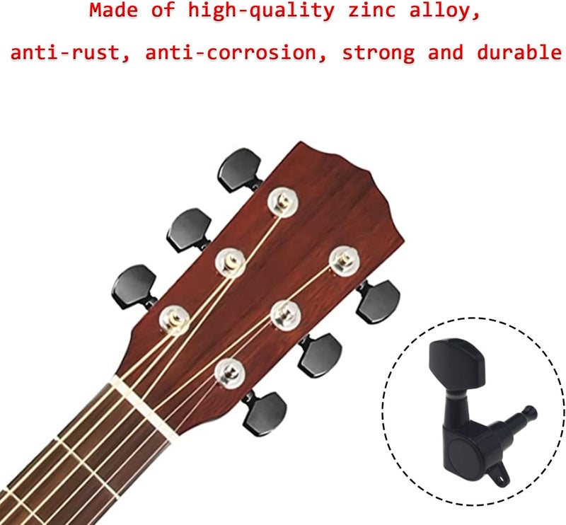 Cheerock 12Pcs Guitar String Tuning Pegs Tuner, Silver Machine Heads Knobs for Electric & Acoustic Guitar 6L 6R - Image 4